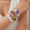 Emaille farbenes rundes unregelmäßiges elastisches Armband, übertriebenes rundes Legierungsarmband für Damen