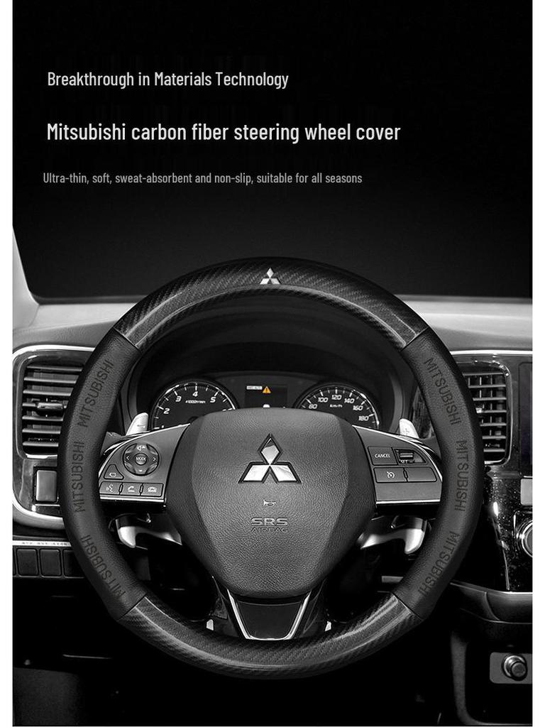 Kryt volantu z pravé kůže a karbonových vláken pro Mitsubishi: Pasuje na ASX, Pajero Sport, Galant, Outlander - Pánský styl.
