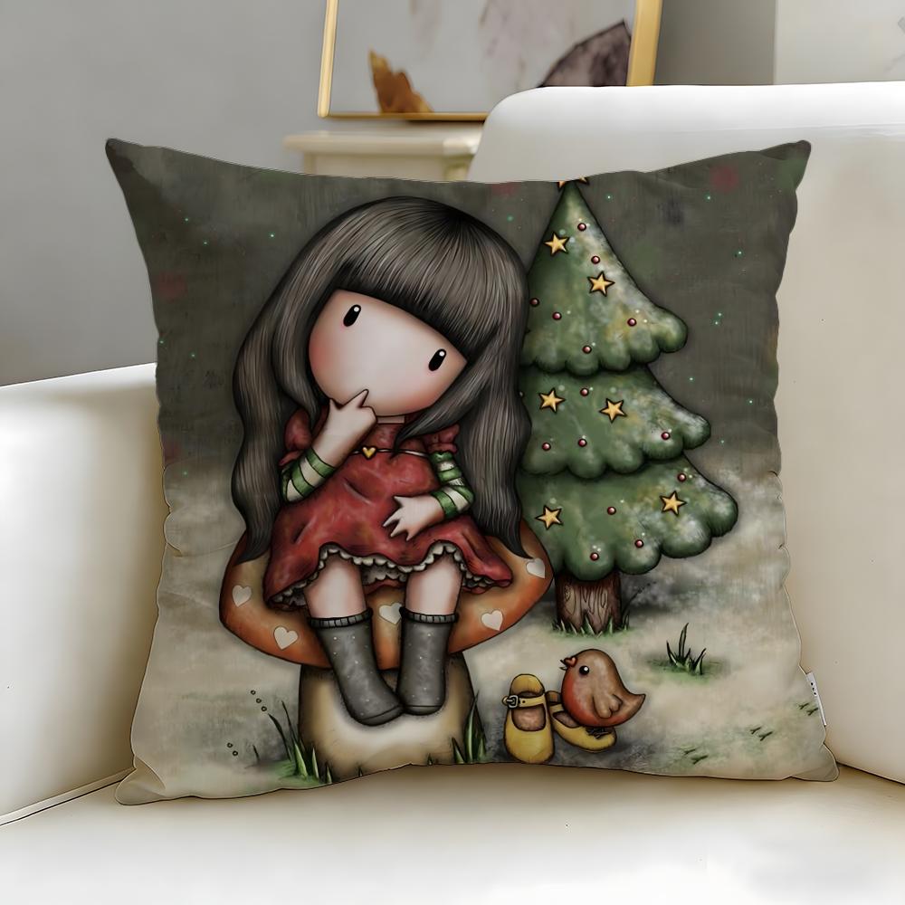 classic cartoon brand Santoro Gorjuss Cushion Cover Soft & Easy-Wash Pillow Case – Versatile for Couch, Bed, Travel and Office