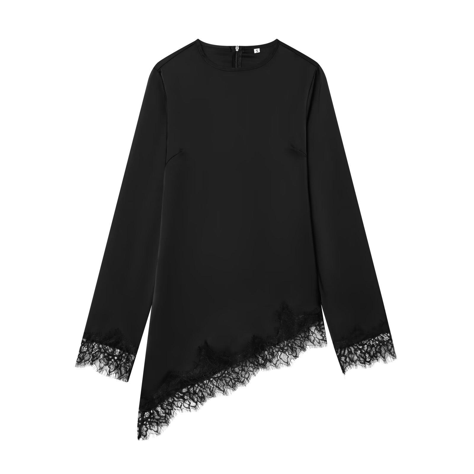 European and American style, new women s clothing, foreign style, fashionable, versatile, fashionable, spliced lace top S