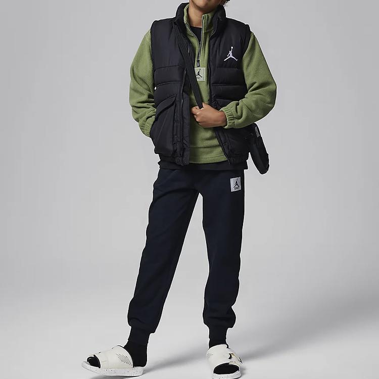 Jordan MJ Essentials Solid Color Stand Collar Half-Zip Fleece Casual Sweatshirt Kids Tops Green FZ1806-365