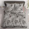 Satin bedding 160x200 leaves beige ash