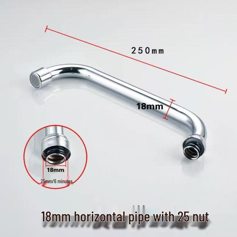 Universal Stainless Steel Kitchen Faucet Spout, Single Handle, Cold/Hot Swivel, Large Bend for Sink Repair