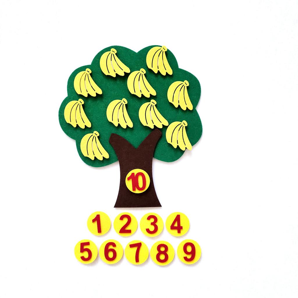 Peache Orange Banana Pear Apple Fruits Tree Felt Math Learning Education Board