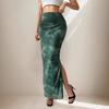 Summer Floral Print Bodycon Skirt With Side Slit For Elegant Ladies Wear