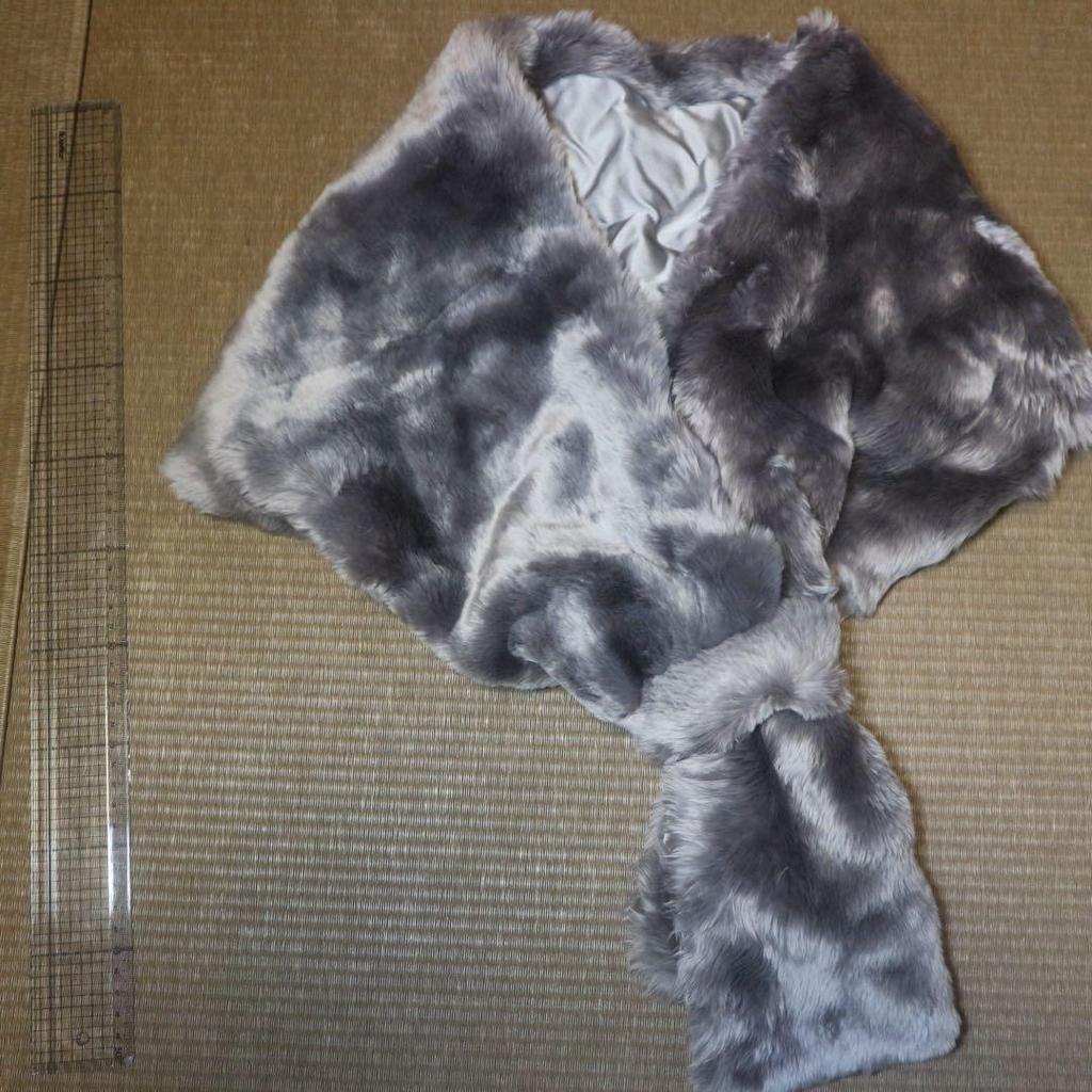 Real Fur Muffler Gray Coming of Age Ceremony Vintage Fur Stole Made in Japan Japanese Style