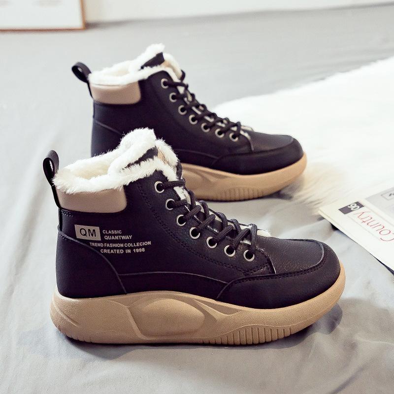 Winter velvet thickened warm snow boots women's versatile new thick-soled cotton boots large cotton women's shoes winter cotton shoes