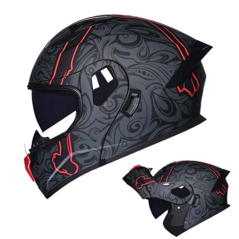 Small shell helmet peel-off helmet motorcycle helmet locomotive double lens men's and women's four-season motorcycle cruise helmet large