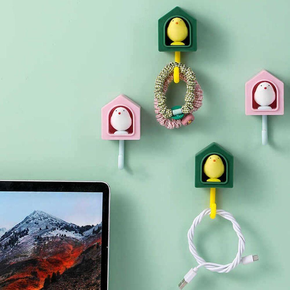 

Bird Wall Hooks Self Adhesive Clothes Hangers Practical Robe Hook Household зелёный