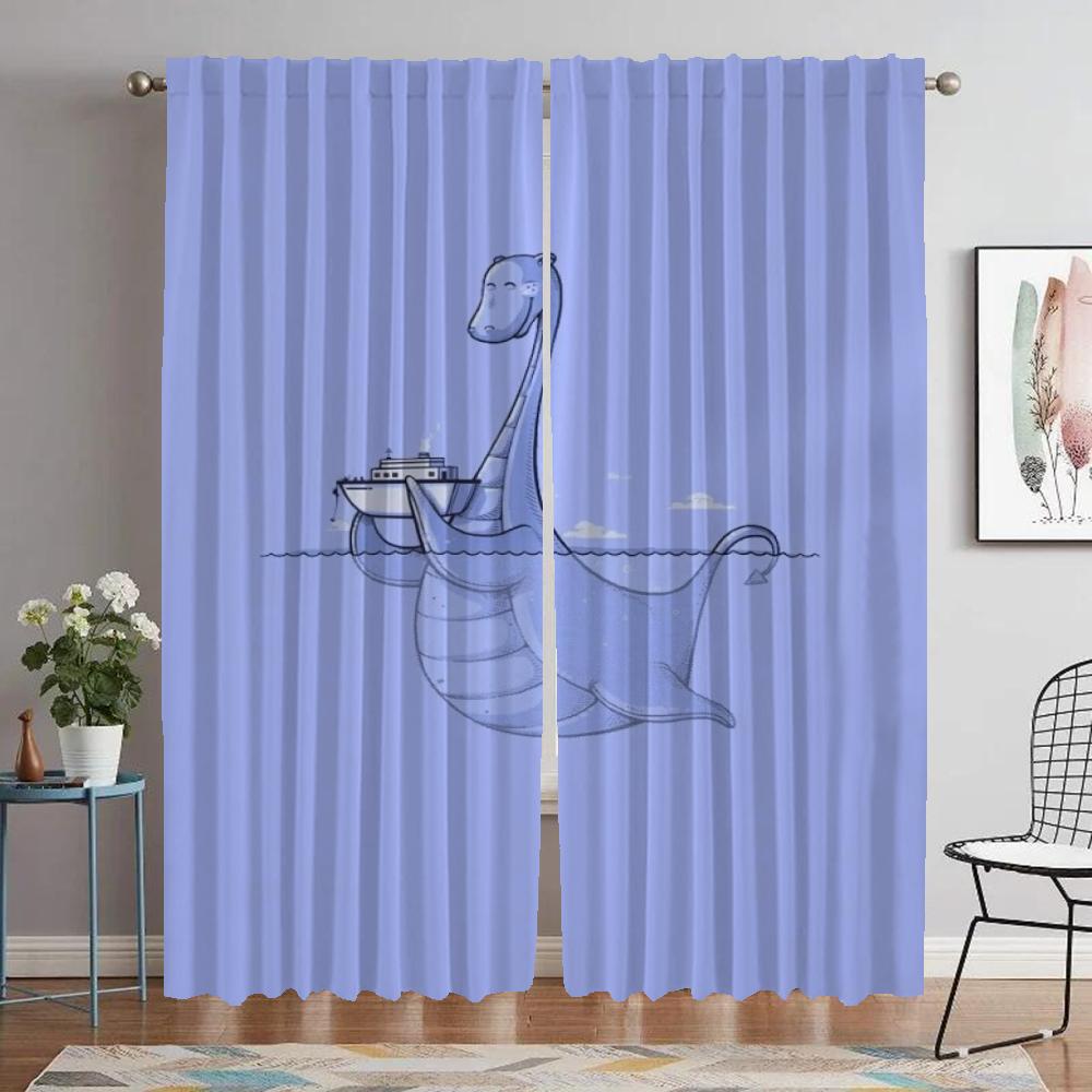 Kitchen Curtains for Camera Dinosaur Modern Living Room Curtains 2 Pieces Shades Blackout Curtain Tulle for Bedroom Partition