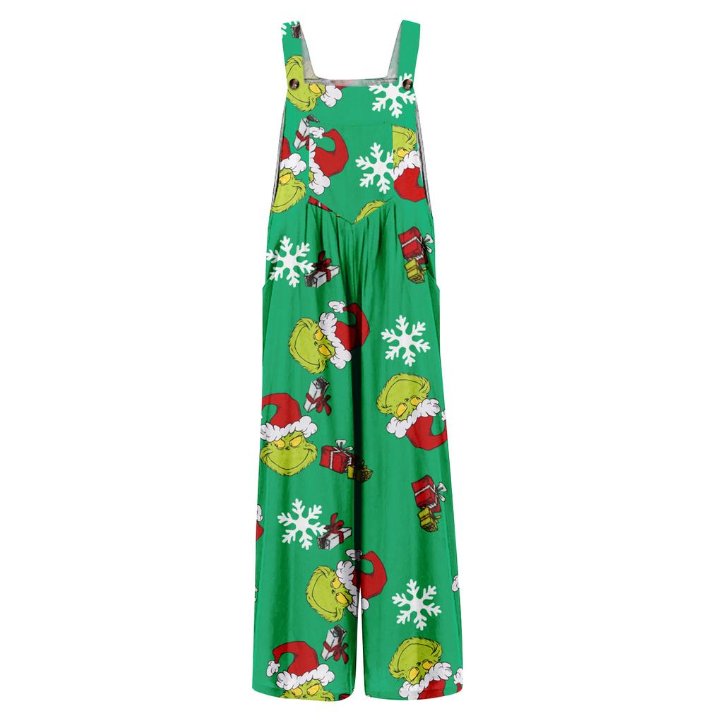 Women's Jumpsuit Halloween Print Casual Loose Vintage Shoulder Strap Cotton Linen