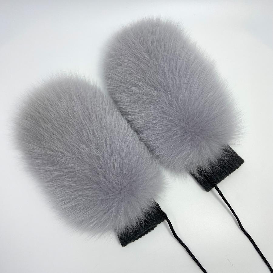 Fuchs Pelz Fäustlinge Flauschige Warme Winter Frauen Handschuhe Hohe Qualität Luxus Outdoor Warm Halten Pelz Handschuhe