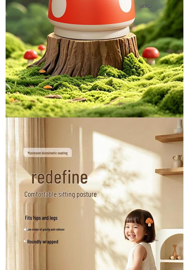 Mushroom Stool - Cute Children's Shoe Changing and Side Table Stool for Home Entrance and Hallway.