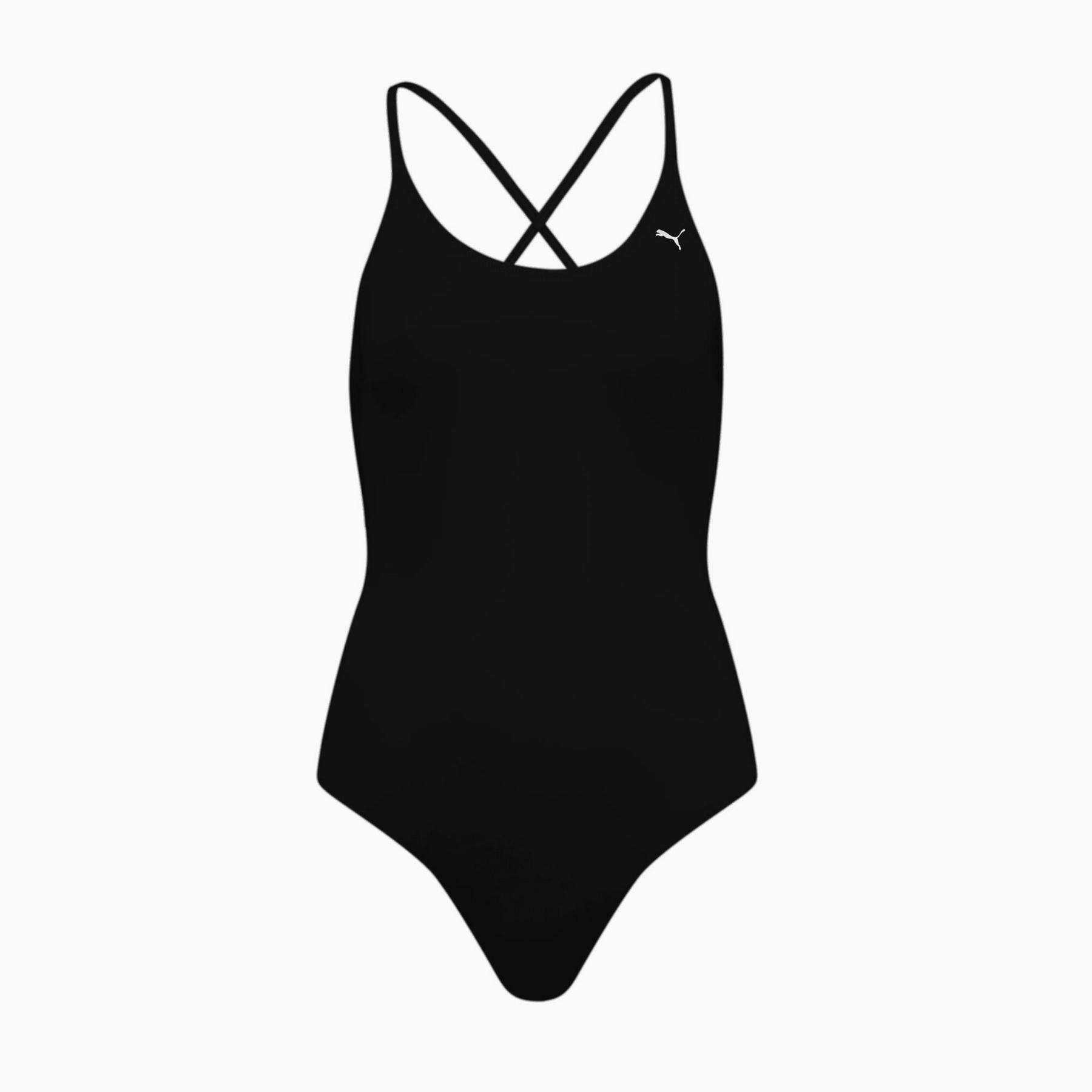 Puma SWIM V-NECK Damen Badeanzug schwarz 93508603 r L gray