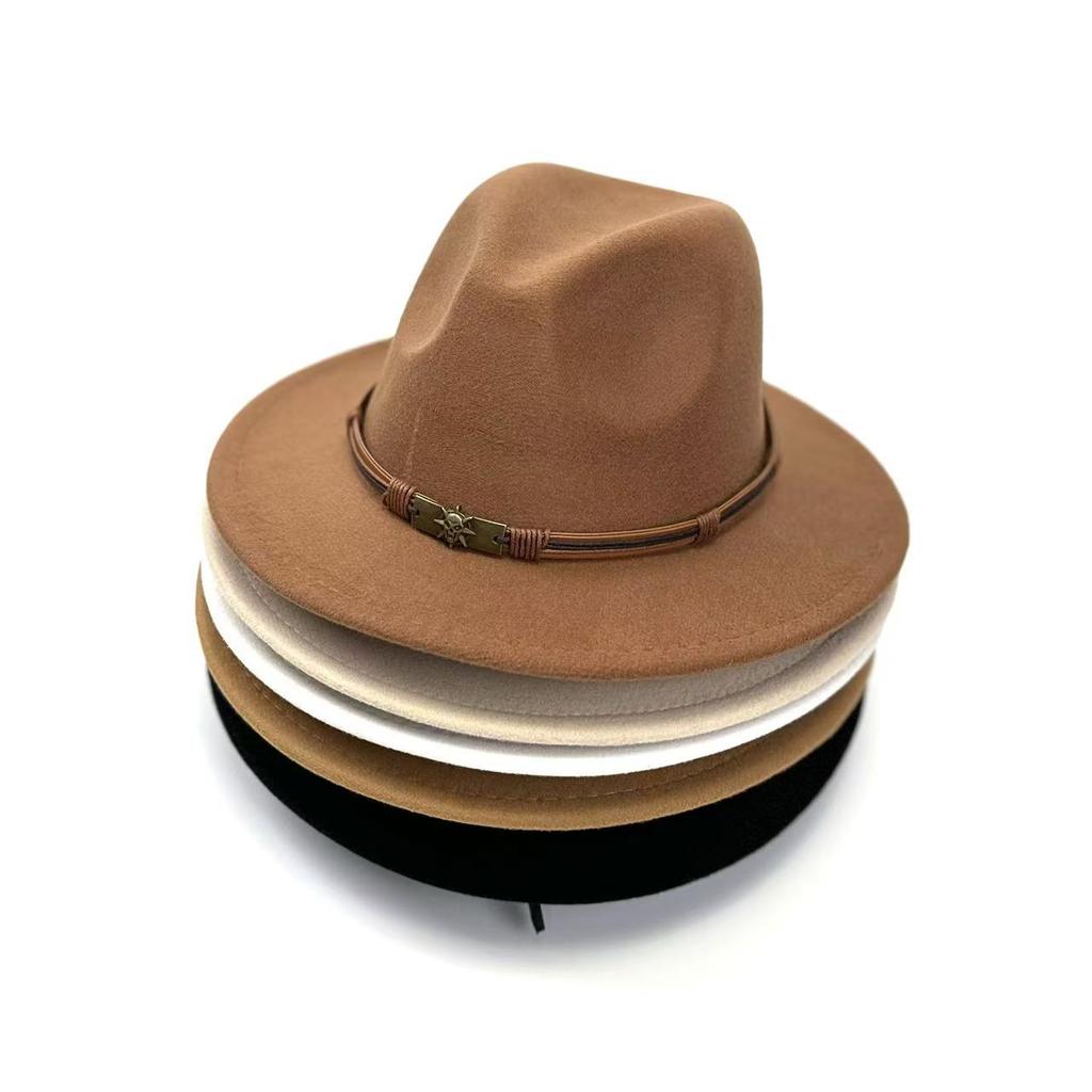 Jazz Hat Season Belt Top Hat Woolen Hat Felt Hat Versatile Trend