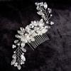 Flower Pearl Hair Combs Zinc Zinc Alloy Rhinestone Hairpin Luxury Toothed Insert Comb  Bride