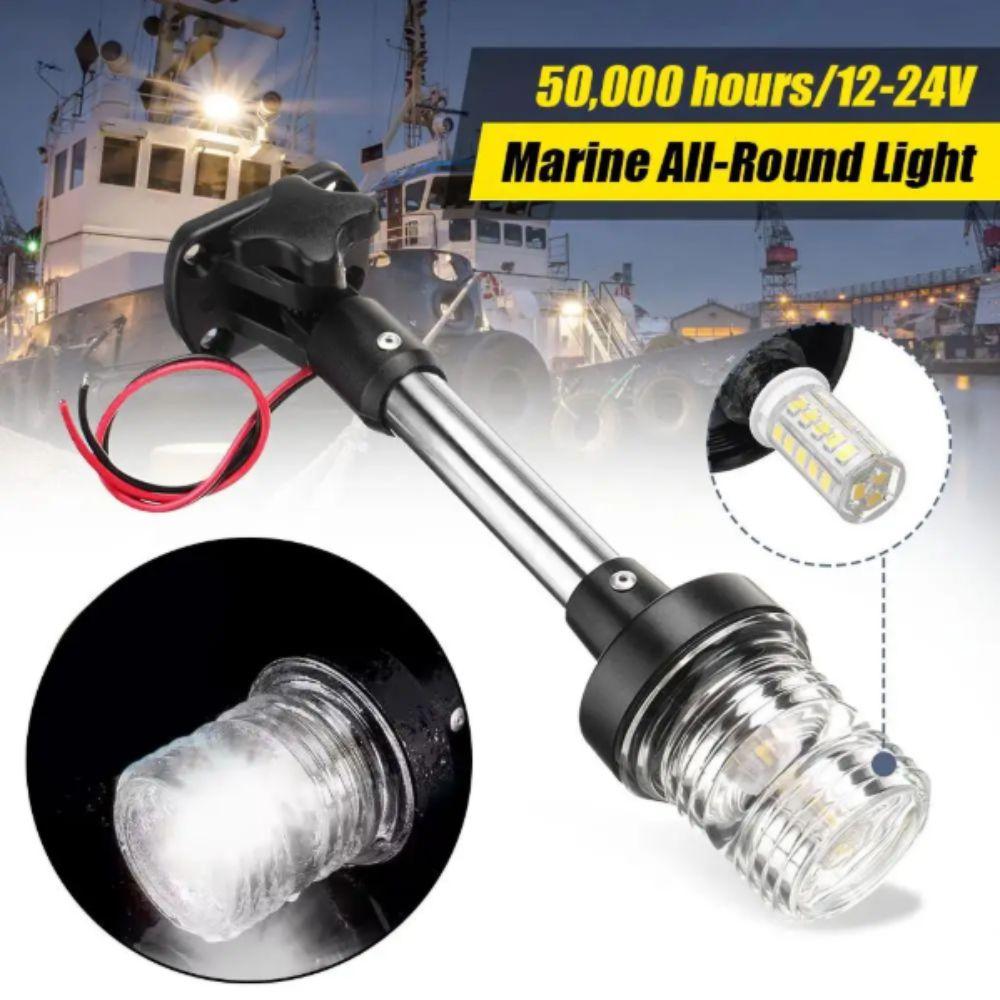 Aluminum Alloy Rod LED Anchor Light 12-24V DC Fold Down Design Marine Navigation Light White Light Sturdy Construction