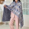 [DAYCLOSET] Warm Large Blanket, 3-Way Use: Knee Throw, Shoulder Throw, Wrap, or Waist Wrap (JP, Alphabet, M, Standard, Gray x Orange) goods115