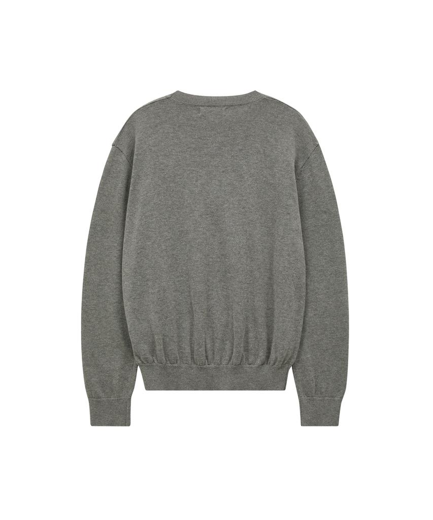 WAIKEI Dolphin Check Applique Crewneck Knit Gray
