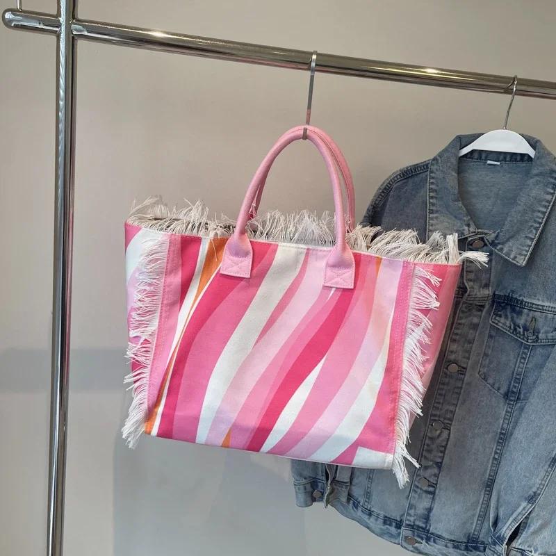 Large Capacity Tote Women Handbags Designer Beach Bag Luxury Canvas Shoulder Bag Fashion Shopper Purses Travel Bag Sac A Main