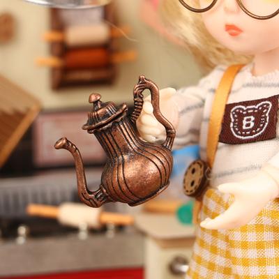 1Set 1:12 Puppenhaus Miniatur Weinset Weinkrug Teekanne Mini Flakon mit Tasse Geschirr Modell Dekor Spielzeug Puppenhaus Zubehör