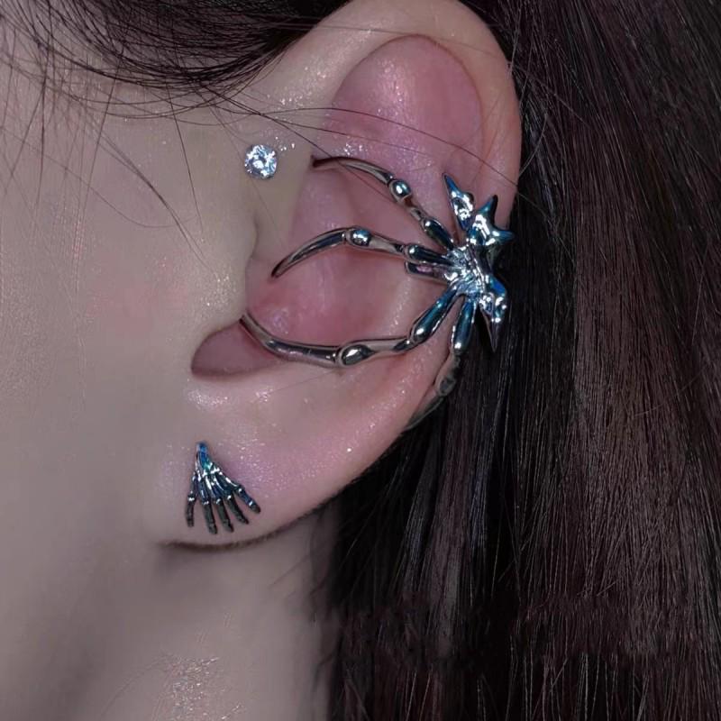 

2023 Retro Metal Spider Ear Cuff: Trendy Non-Pierced Clip with Cool European & American Style серебряный