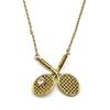 Tennis Racket Hiphop Pendant Necklace  Women Men Stainless Steel Gold Color Rhinestone Sports Personalized Accessories Jewelry