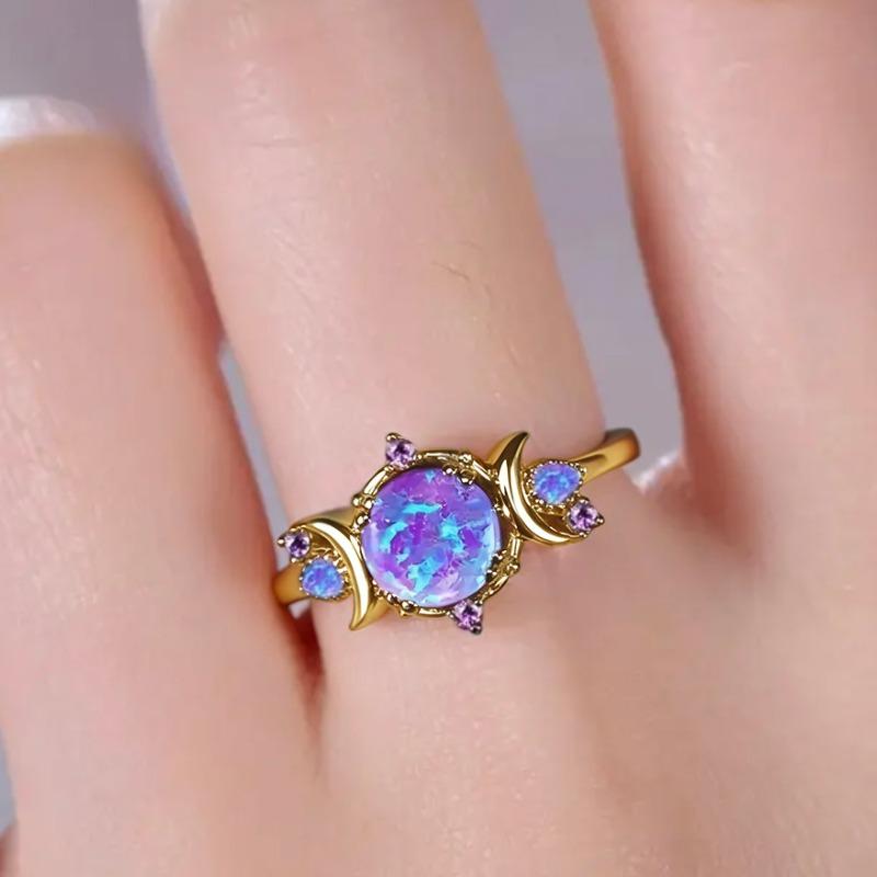 Accessories Popular Opal Ladies Gold-plated Ring European Beautiful Woman Moon Ring