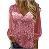 Ladies' Printed Casual And Fashionable Long Sleeved V-neck Top