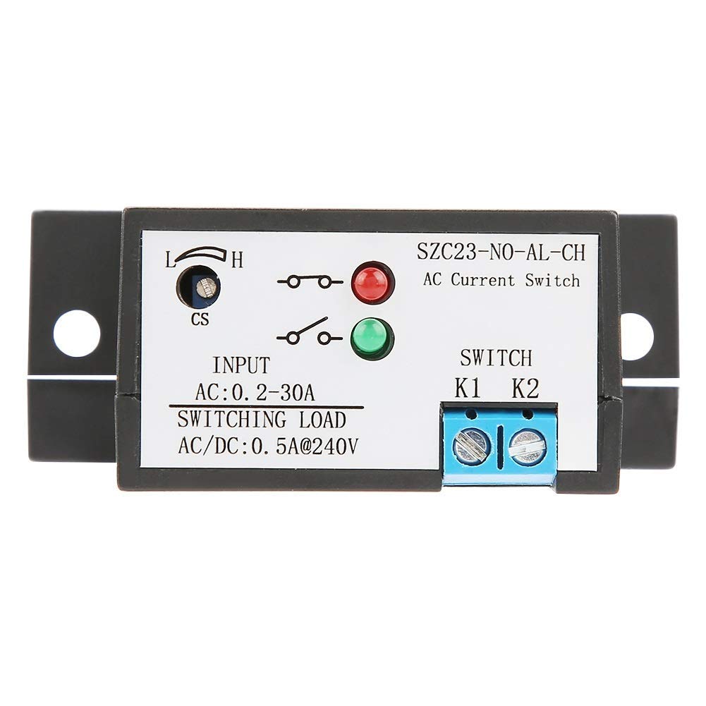 Jadeshay AC Current Sensing Switch, SZC23-NO-AL-CH Adjustable 0.2-30A Normally Open Self-Powered Current Sensing Switch