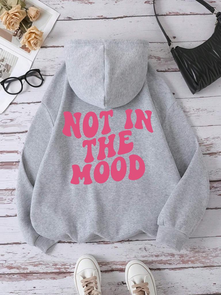 Not In The Mood Personality Letter Male Hoody Fashion S-XXL Autumn Sweatshirt High Quality Hooded Simple Casual Sportswear