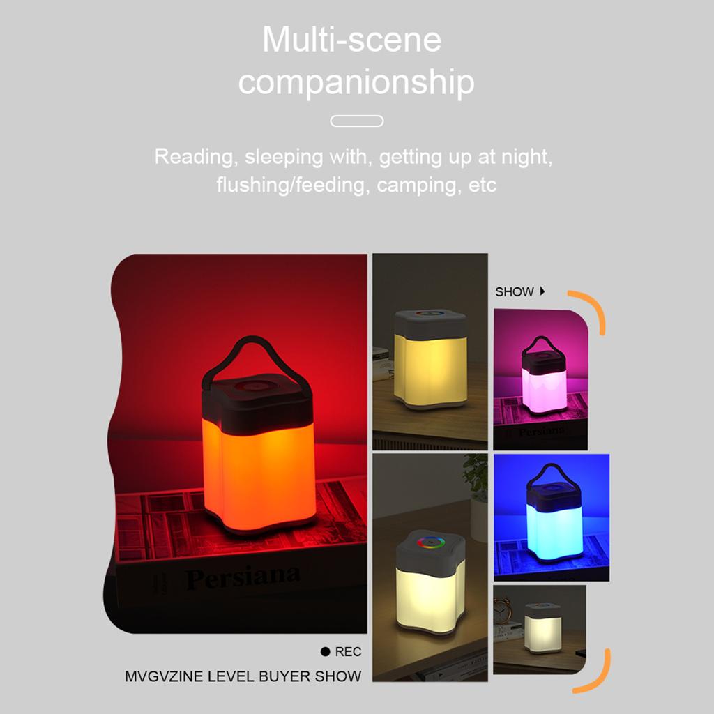 Kleurrijk Sfeerlicht voor Nachtkastje USB Nachtlampje Oplaadbaar Outdoor Mini Campinglampje met Haak