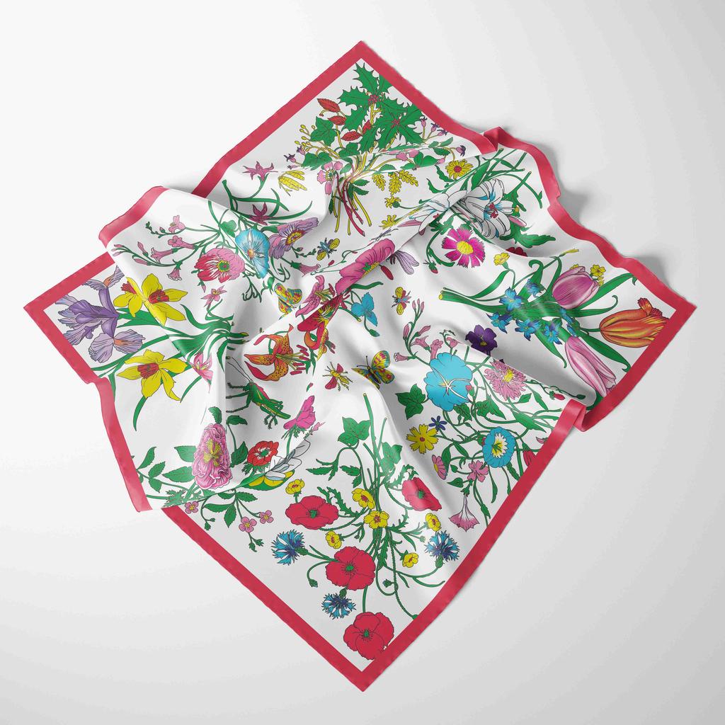 70cm*70cm  Foulard Chiffon Women Square Foulard Lady's Neck Hair Scarves Design Printed Head Kerchief Fashion Girl Scarfs