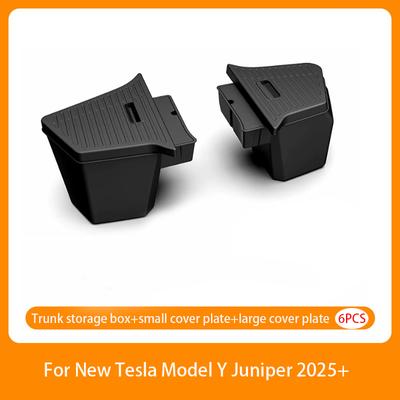 For Tesla New Model Y 2025 Launch Juniper 2025+ Rear Trunck Side Storage Box with Flocking or TPE Lids Covers and Drawstring