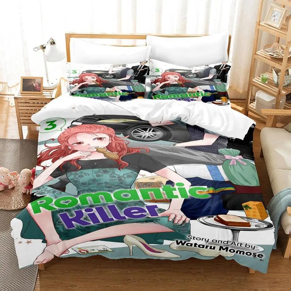 Romantic Killer Bettwäscheset Einzelbett Twin Full Queen King Size Bettset Erwachsene Kinder Schlafzimmer Bettbezugsets 3D Anime