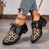 Spring Lowheeled Largesized Womens And Autumn New Squareheeled Laceup Leather Shoes