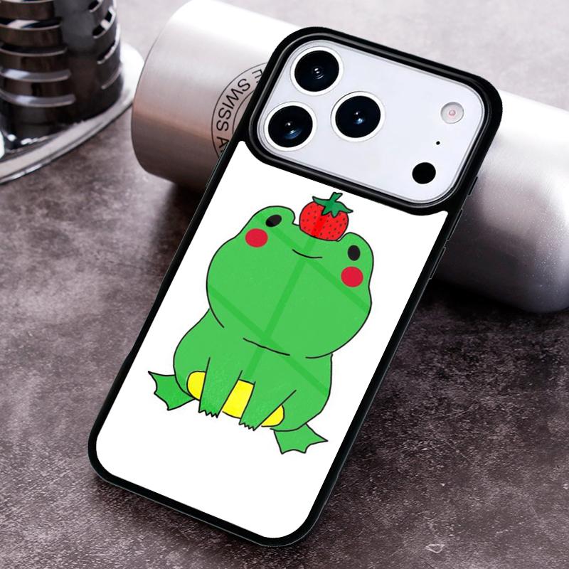 Cottagecore Fruit Strawberry Frog Phone Case For iPhone 17 16 15 14 13 12 11 Pro Max Plus 17Air Soft Silicone Cover