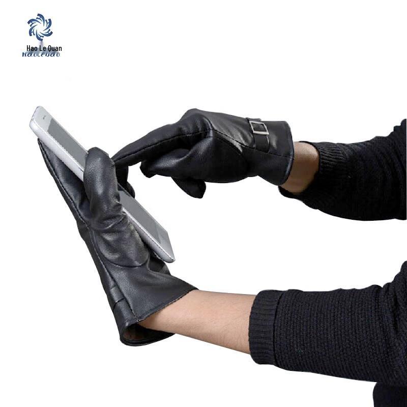 

Haolebao Men s Winter Cycling & Driving PU Touchscreen Gloves One Size