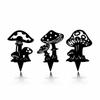 Mushrooms Ground Insert Black Metal Silhouette Sign Flat Garden Stakes for Gardeners,
