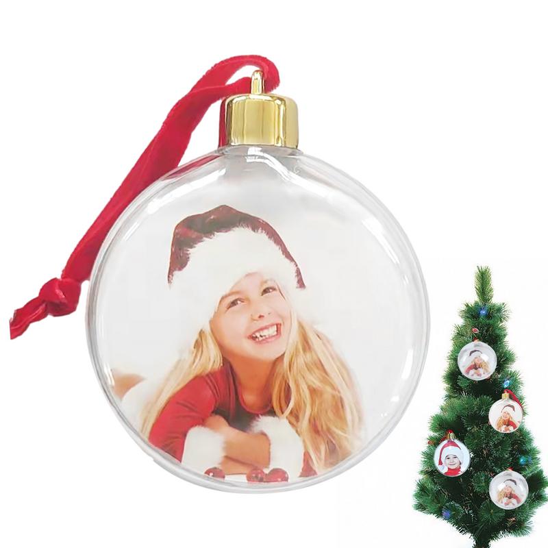 Transparent Christmas Ball Round Fivestar Photo Frame Pendant Christmas Tree Hanging Ball Picture Holder Xmas Tree Pendent