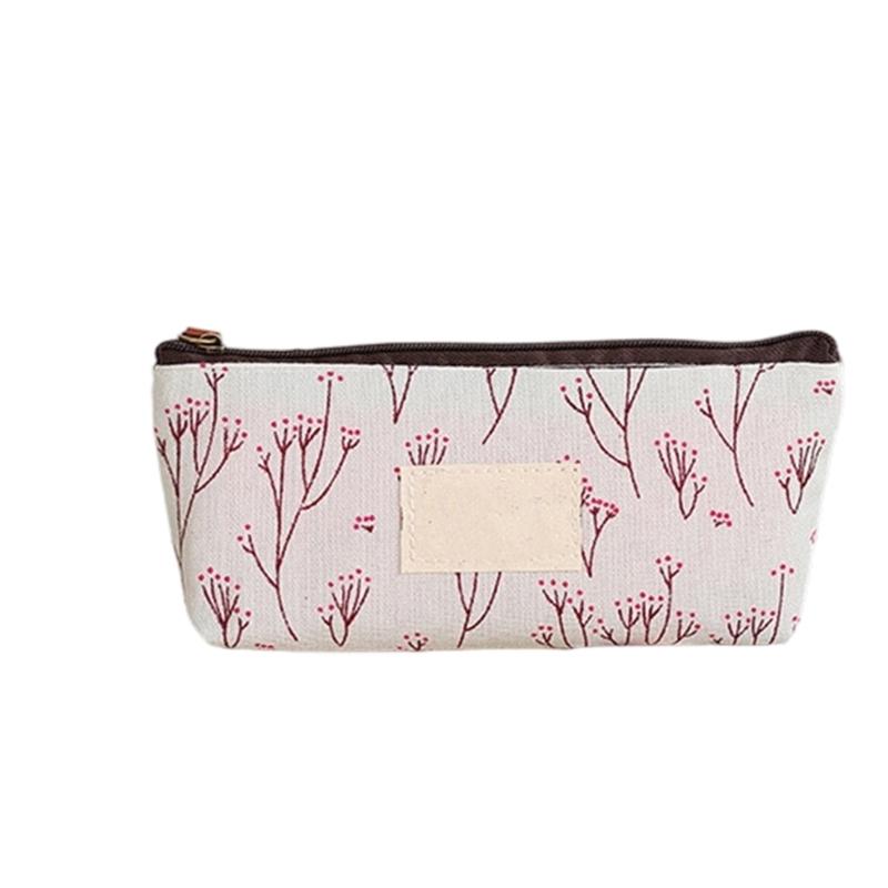 Student Pencil Bag Canvas Pencil Case Floral Pen Bag Pencil Box For Organizing School Supplies