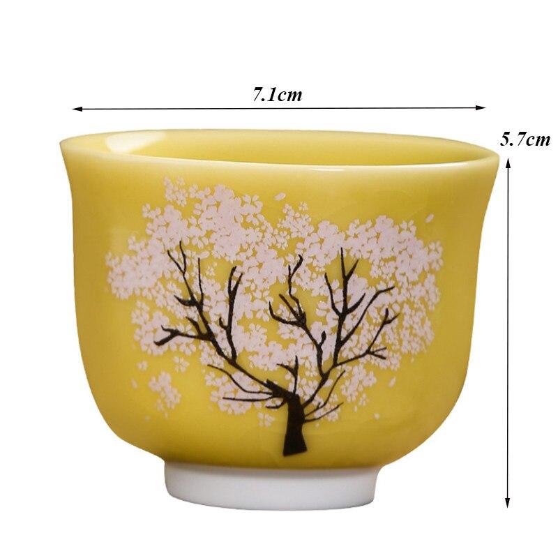 Ceramic Thermal Discoloration Cherry Blossom Tea Cup Hand Painted Tree Color Changing Water Mug Office Teacup Kung Fu Drinkware