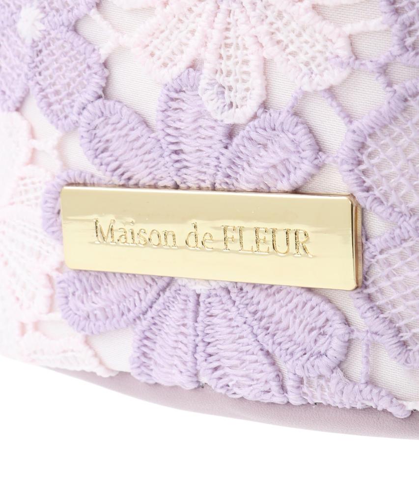 Maison De Fleur Women's Floral Lace 2-Way Bucket Shoulder Bag, Ivory