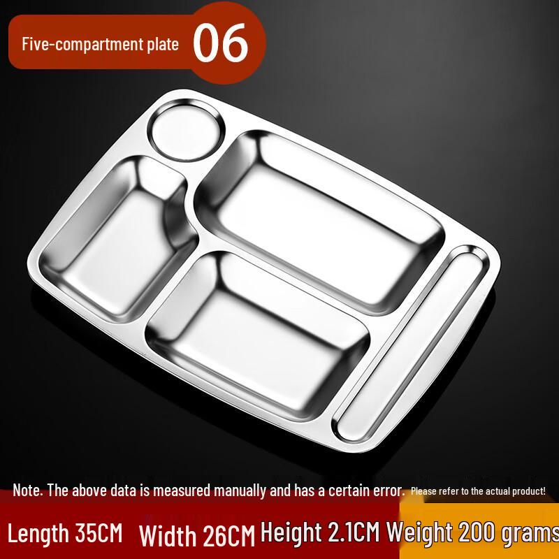 Molona Stainless Steel 5-Compartment Divided Lunch Plate Set