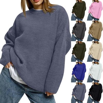 Women's Solid Color Loose Casual Long Sleeved Knitted Sweater Top Sweater