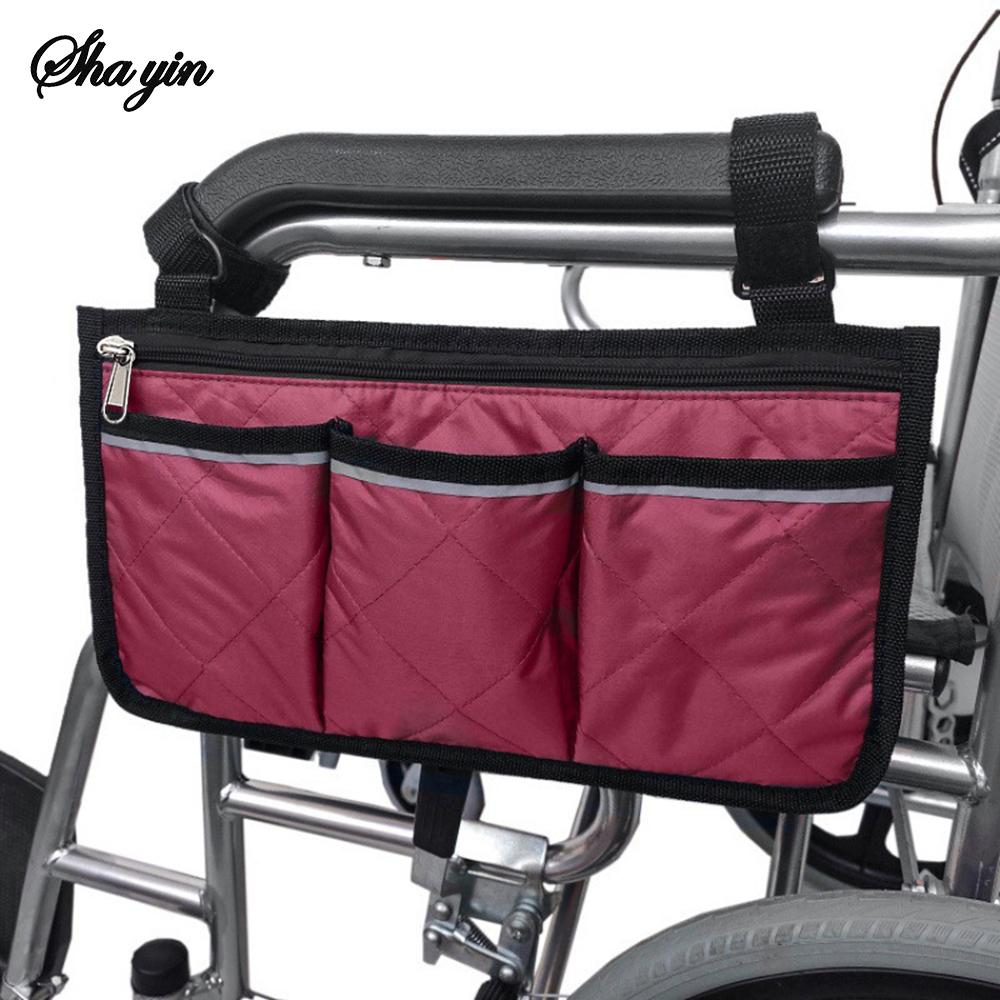 1PC Baby Stroller With A Bag That Has A Side Storage Pocket For The Wheelchair And A Reflective Storage Pouch On The Back.