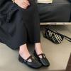 Retro flat bottom T-buckle single shoes women's 2025 autumn new Korean version small leather shoes British style engraved Mary Jane shoes