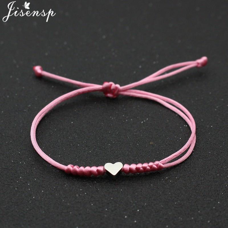 Multicolor Rope Lucky Heart Bracelets Women Men Charm Woven Handmade Bangles Braided Adjustable Buddhism Jewelry Pulseras