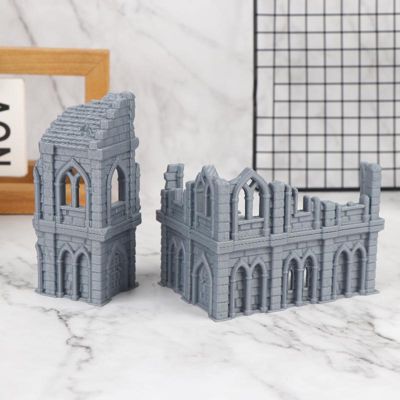 3D Printed Gothic Building Ruins Terrain Scenery Unpainted Mini Building Model Kit For Dnd Wargaming Terrain Scenery Building
