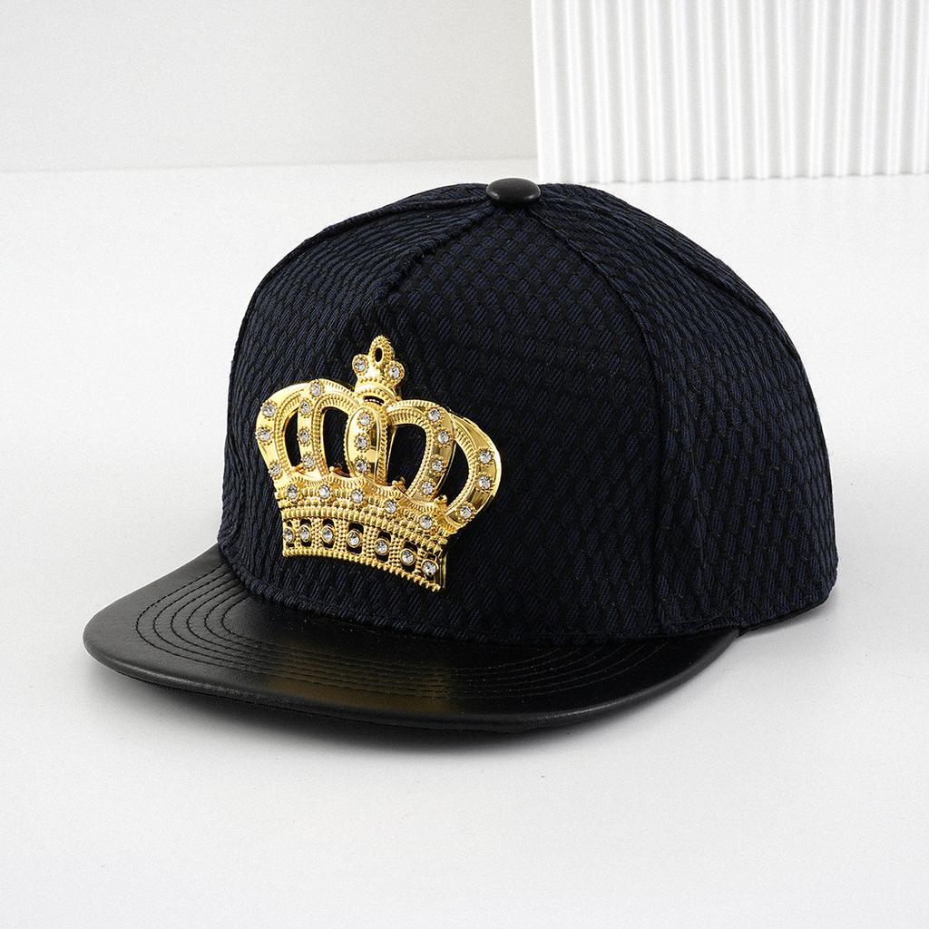 Men's and Women's Couple Hat Metal Crown Jewel Water Diamond Grid Baseball Hat